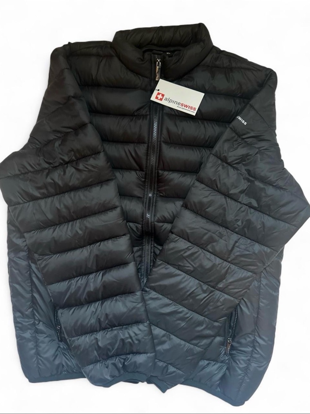 Alpine Swiss Men's Black Quilted Packable Puffer Jacket